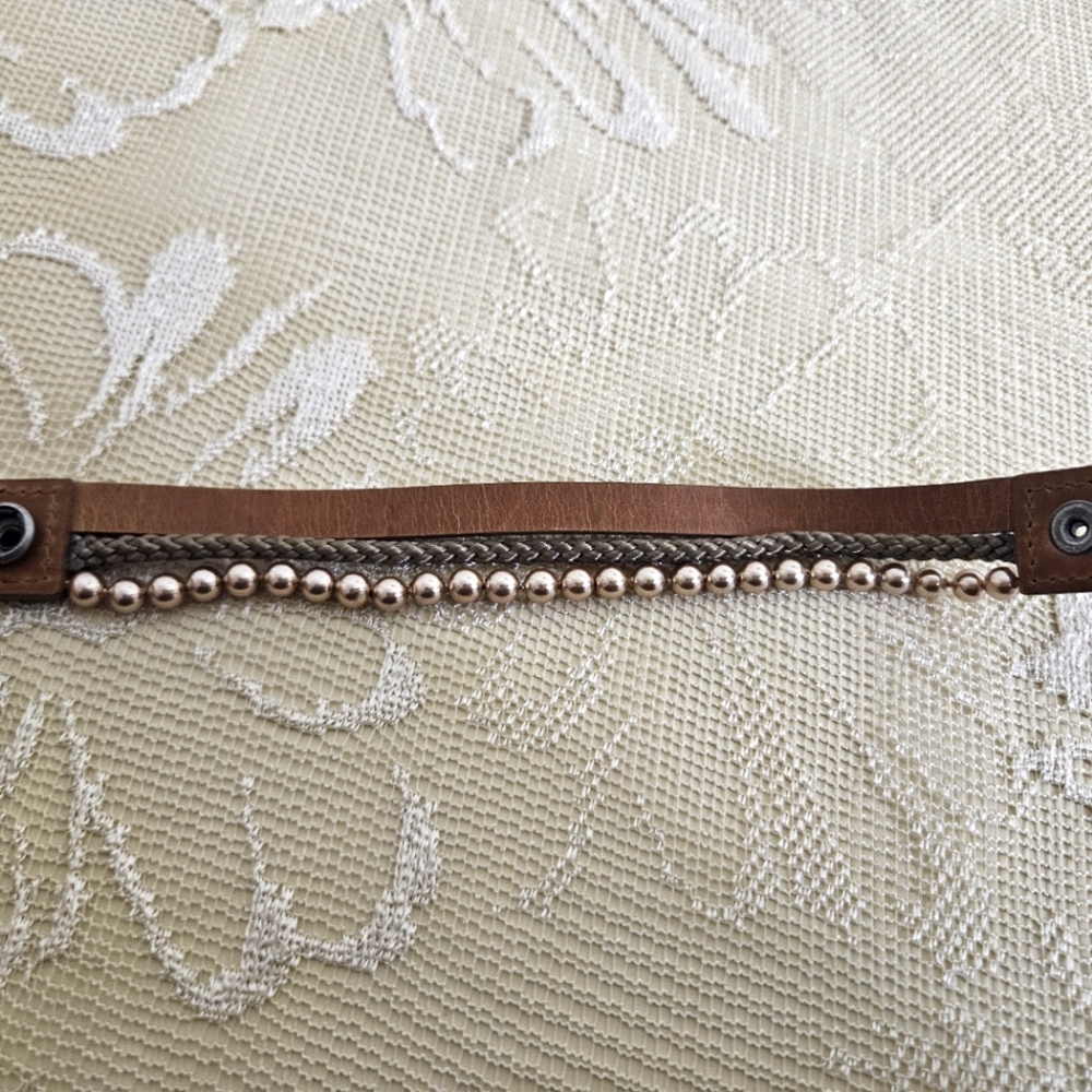 Vintage Fossil Leather, Pearl and Braided Cord Bracelet - Picture 4 of 5